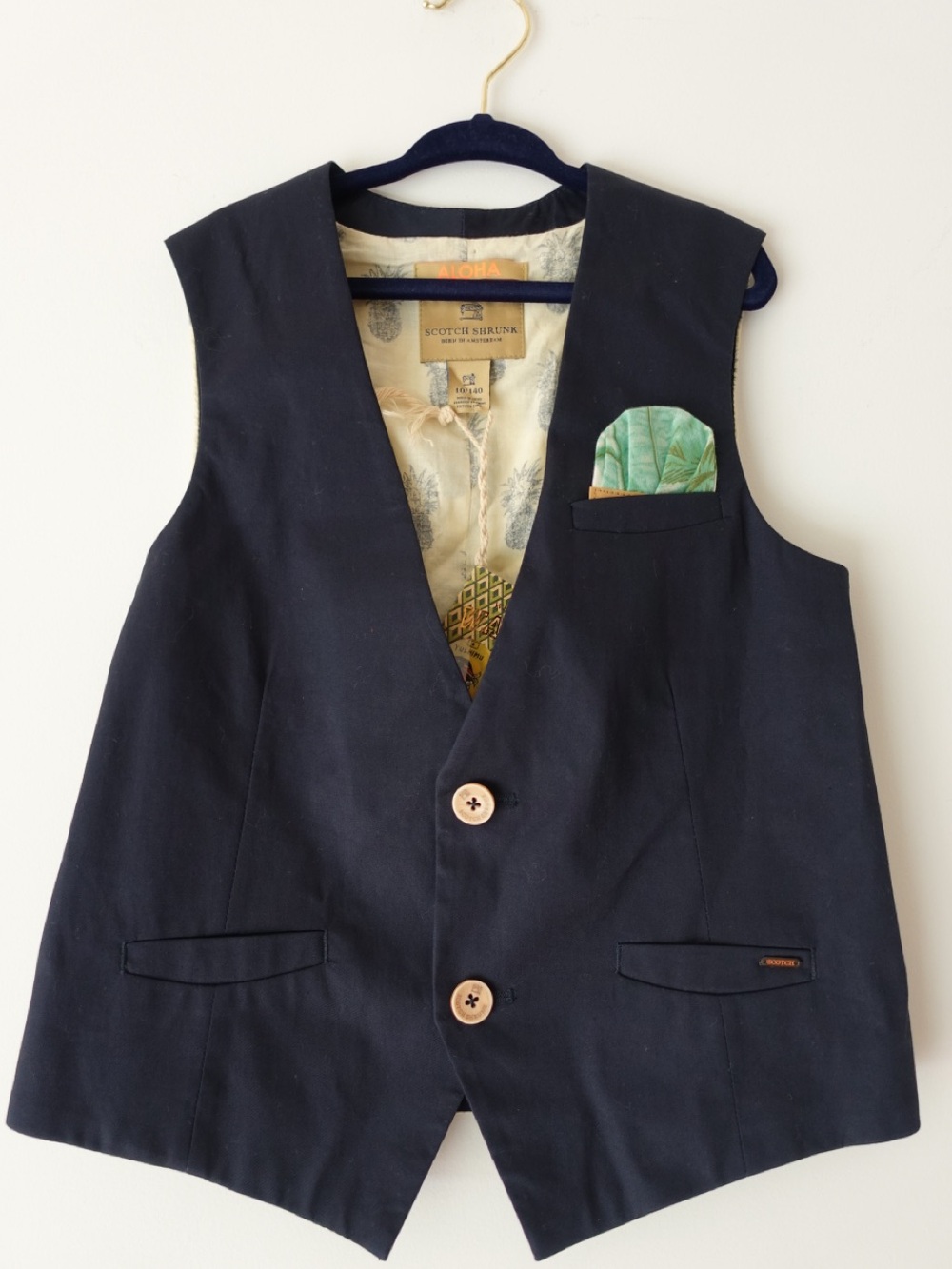 Scotch Shrunk Boys Navy Aloha Vest Size 10/140 NWT